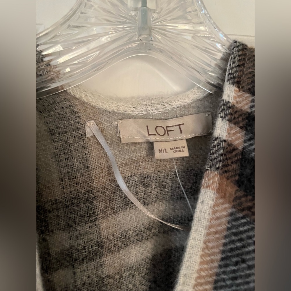 LOFT Plaid Sweater Wrap - Picture 7 of 8